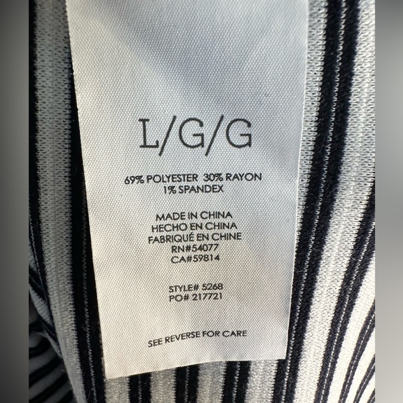 CABI Captain Dress Size Large Black/White Stripes Nautical #5268 - Picture 9 of 11